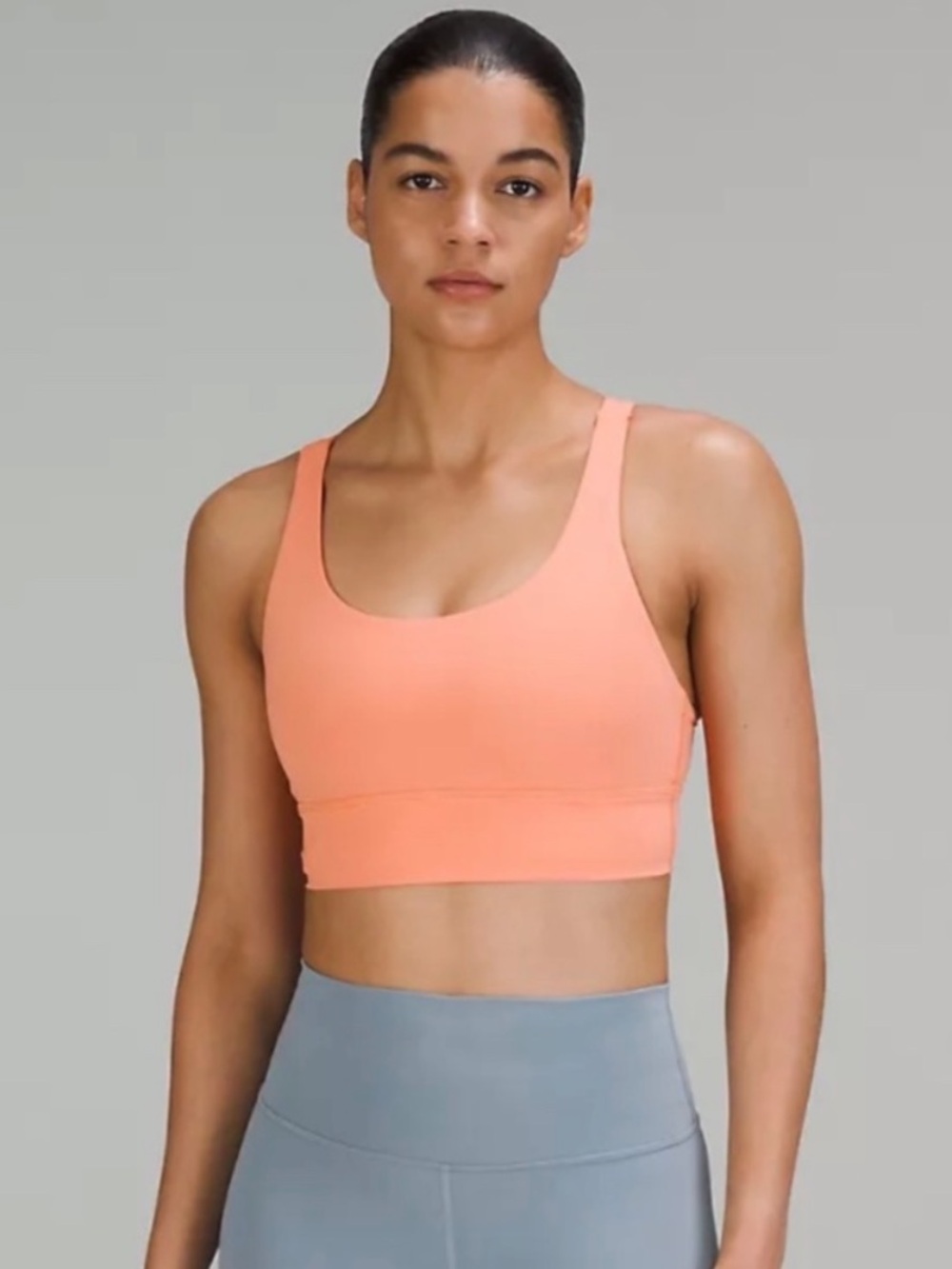Lululemon Energy Longline Bra Sunny Coral Cross Back Straps Size 14